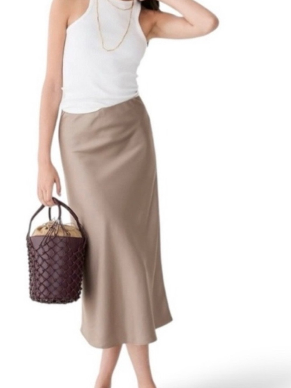NWT! J. Crew Gwyneth Midi Skirt, Beige, XS